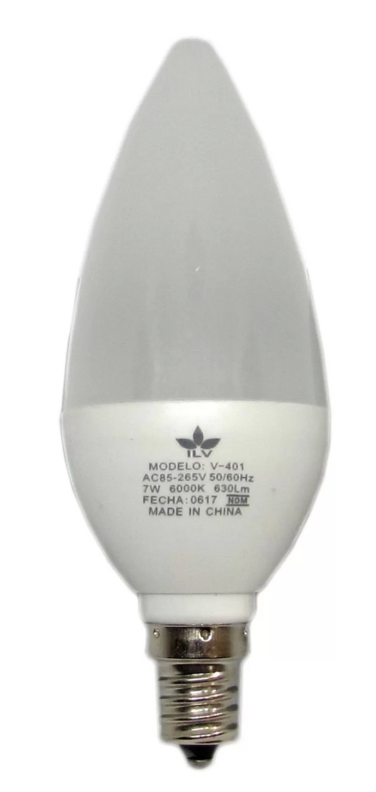 PAQUETE CON/3 FOCO VELA 7W LUZ CALIDA 30K E27 (ILV)