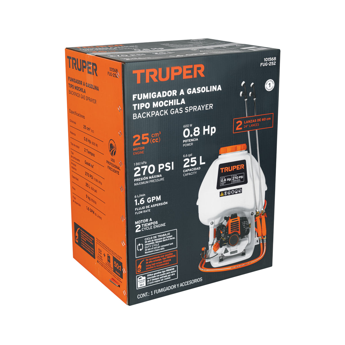 Fumigador de 25 L con motor a gasolina de 2 tiempos, TRUPER — foto oficial 2