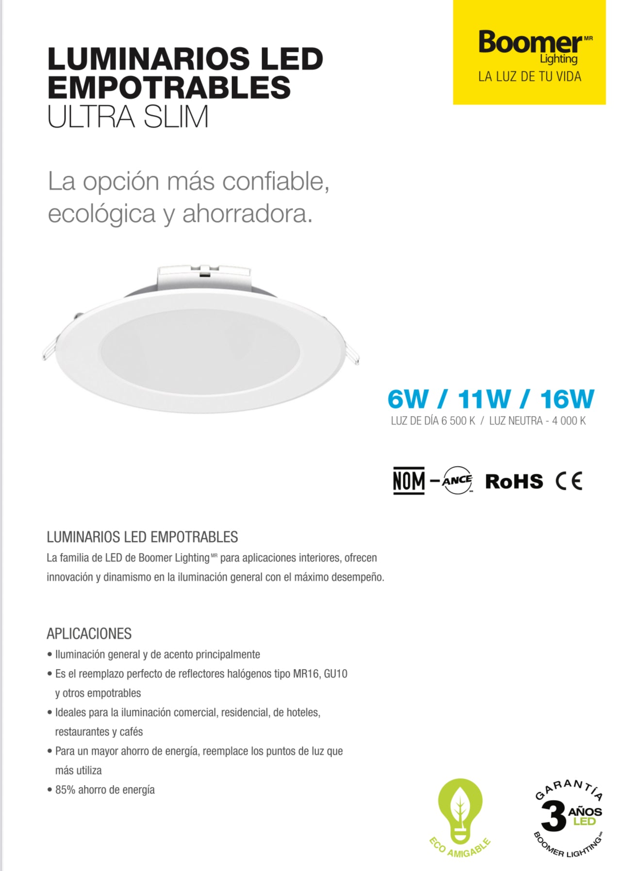 SPOT EMPOTRABLE BOOMER DE 16W TIPO PANEL SLIM LUZ NEUTRA 4000K BLANCO NEUTRO BLDLD-016-40