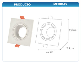 SPOT DOWN LIGHT CUADRADO EMPOTRABLE DIRIGIBLE BLANCO BASE GU5.3 (PHILCO) NO INCLUYE FOCO