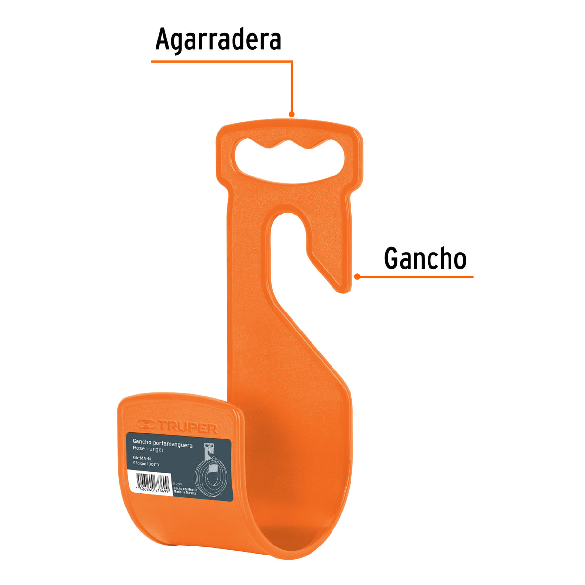 Gancho plástico naranja para manguera de jardín, TRUPER, Truper, SKU 100173 — vista 3