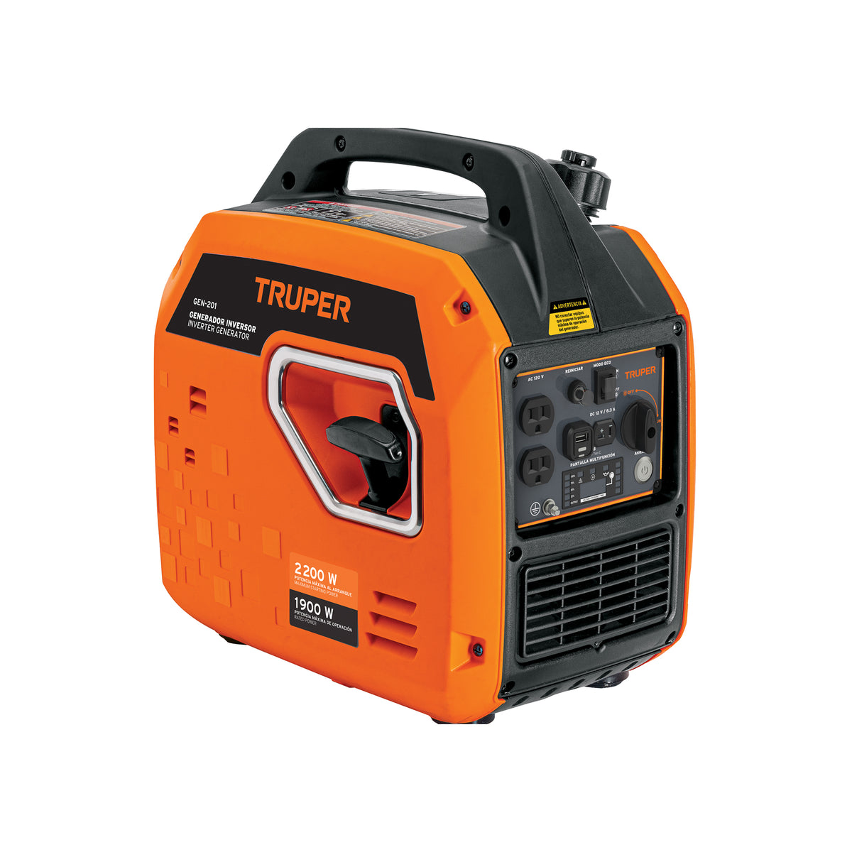 Generador silencioso inverter 2.2kW, 80 cc, enc. electrónico, Truper, SKU 103279