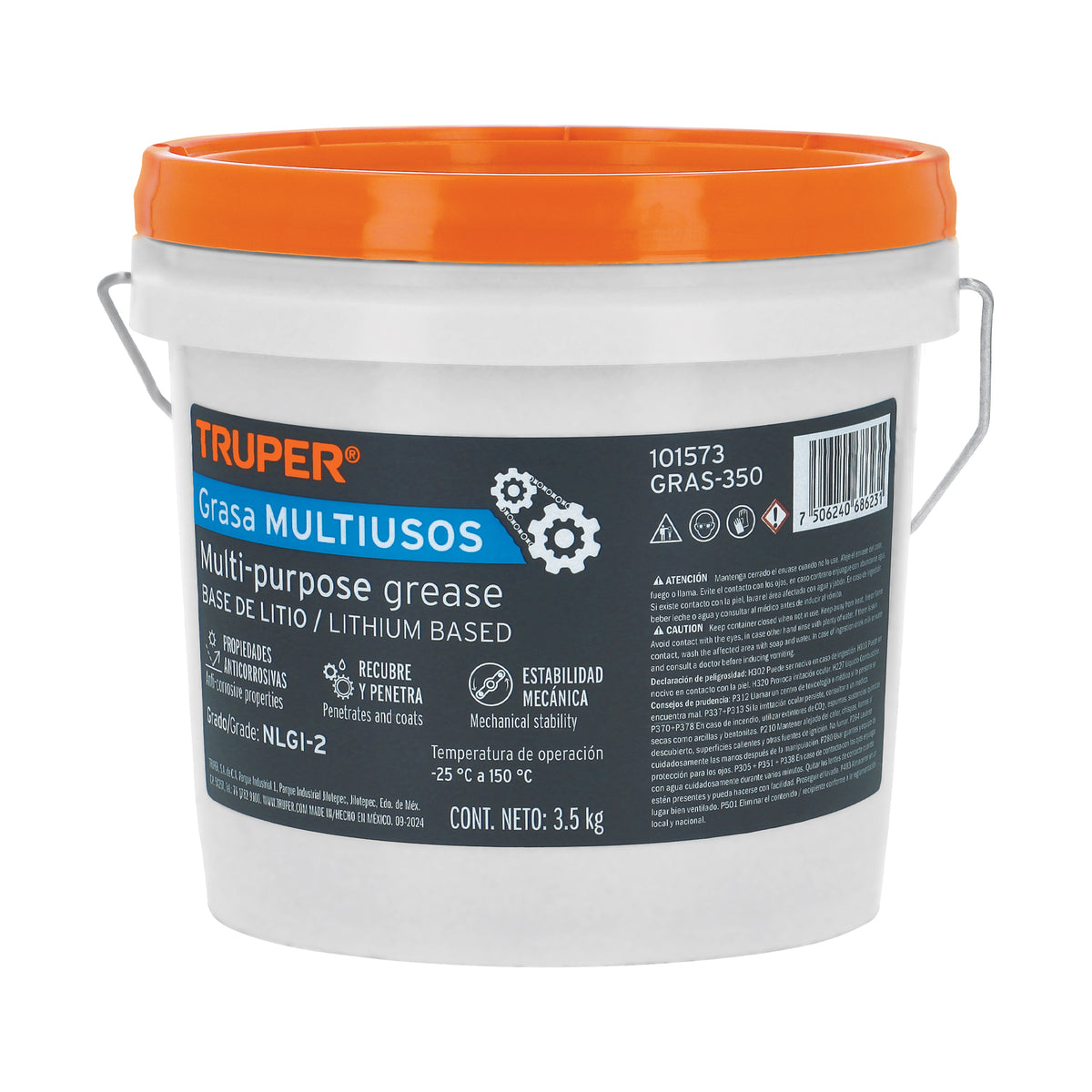 Grasa lubricante multiusos, base litio, 3.5 kg, TRUPER, Truper, SKU 101573
