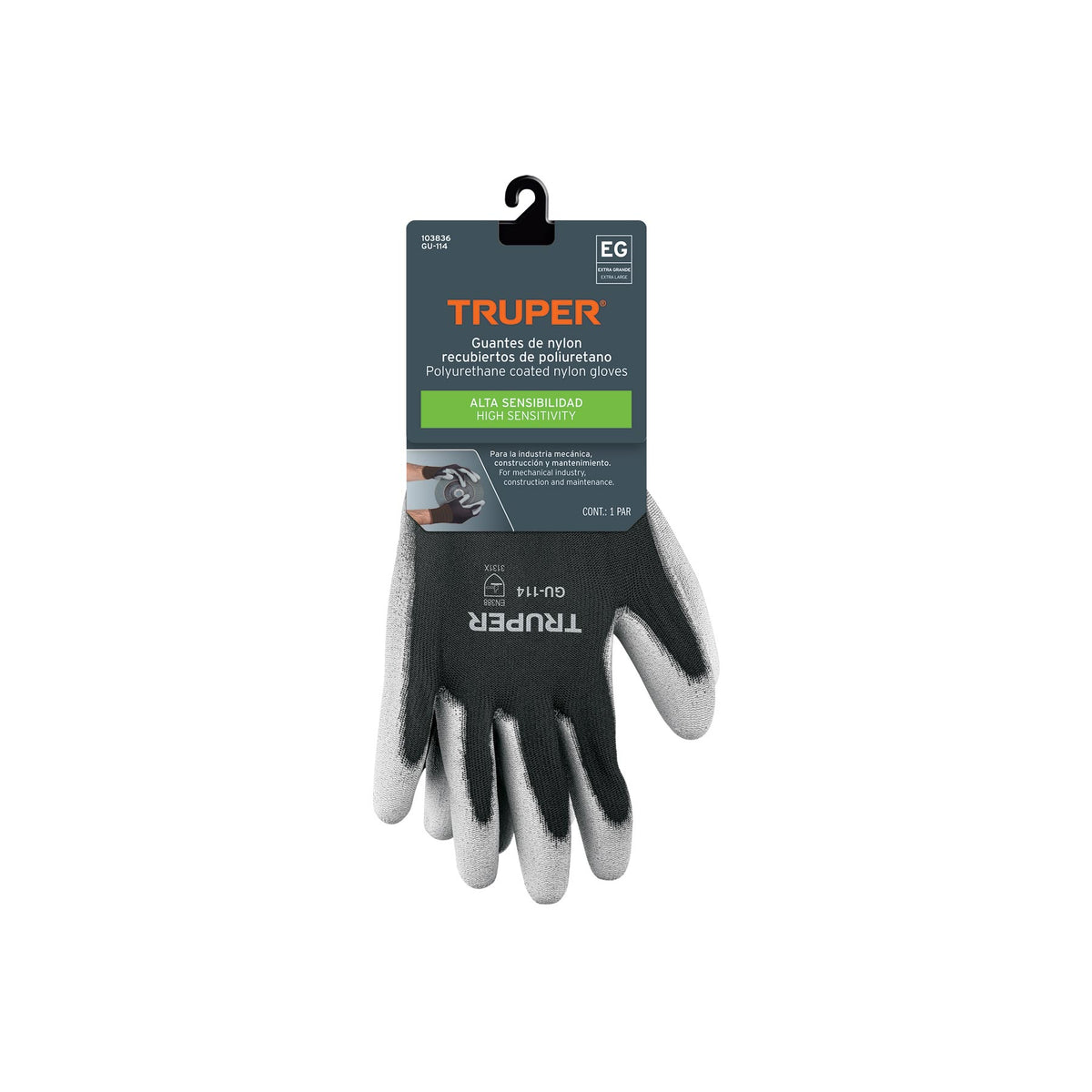 Guantes de nylon recubiertos de poliuretano, XG, TRUPER — foto oficial 2