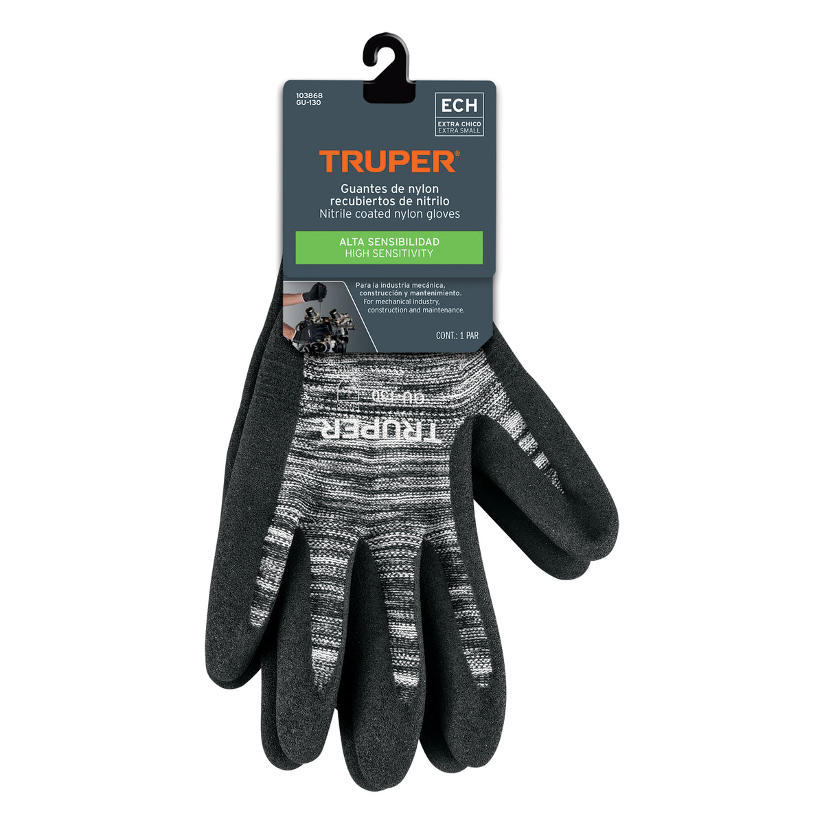 Guantes de nylon recubiertos de nitrilo arenoso, XCH, TRUPER — foto oficial 2
