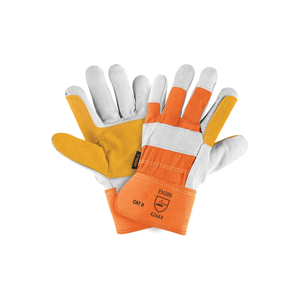 Guantes de carnaza y loneta con refuerzo unitalla TRUPER — foto oficial 1