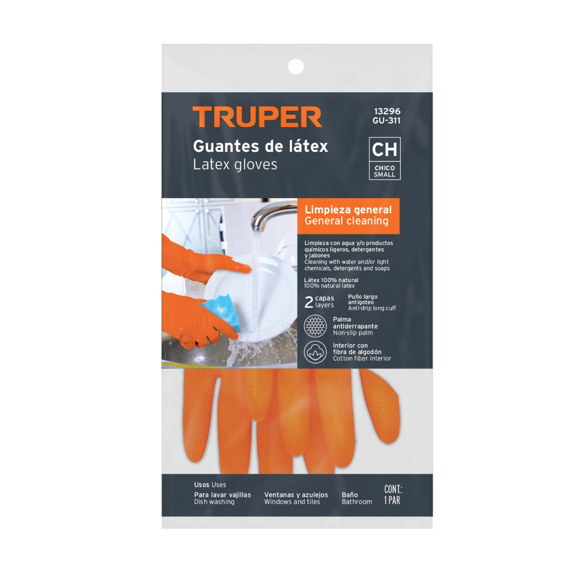 Guantes de látex para limpieza CH TRUPER — foto oficial 2
