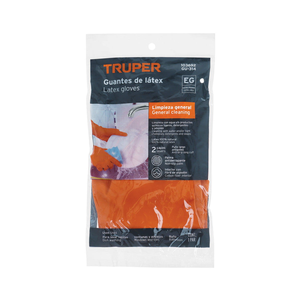 Guantes de látex para limpieza, EG, TRUPER — foto oficial 2