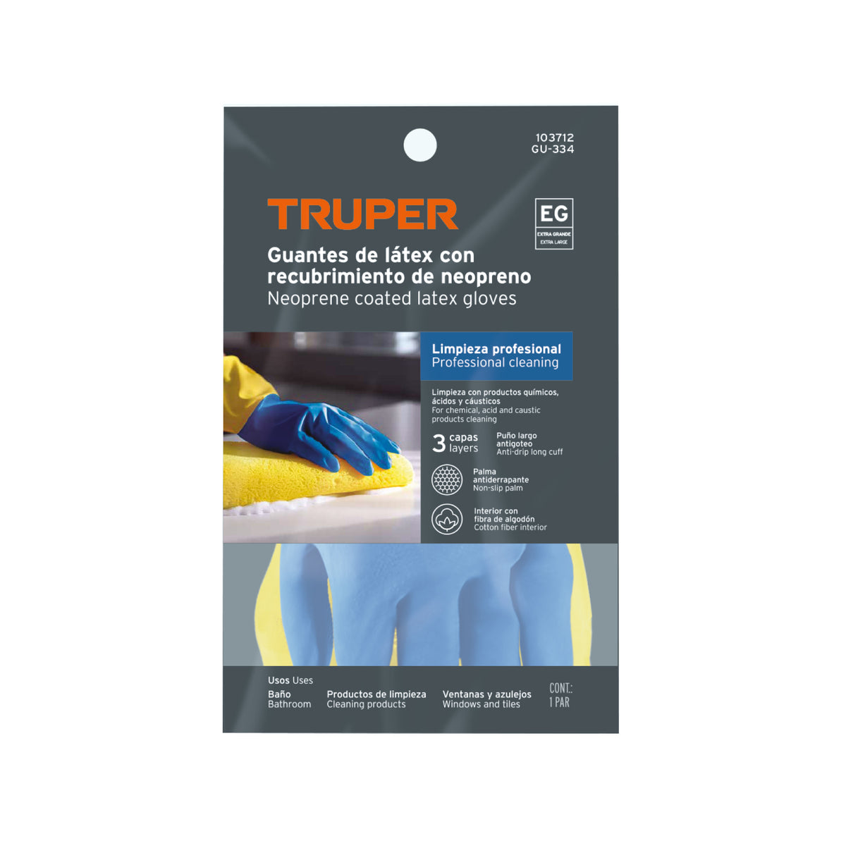 Guantes de látex reforzados para limpieza, EG, TRUPER — foto oficial 2