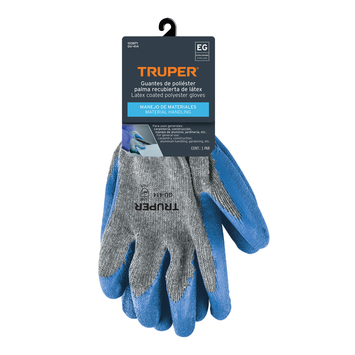 Guantes de poliéster recubiertos de látex, XG, TRUPER — foto oficial 2