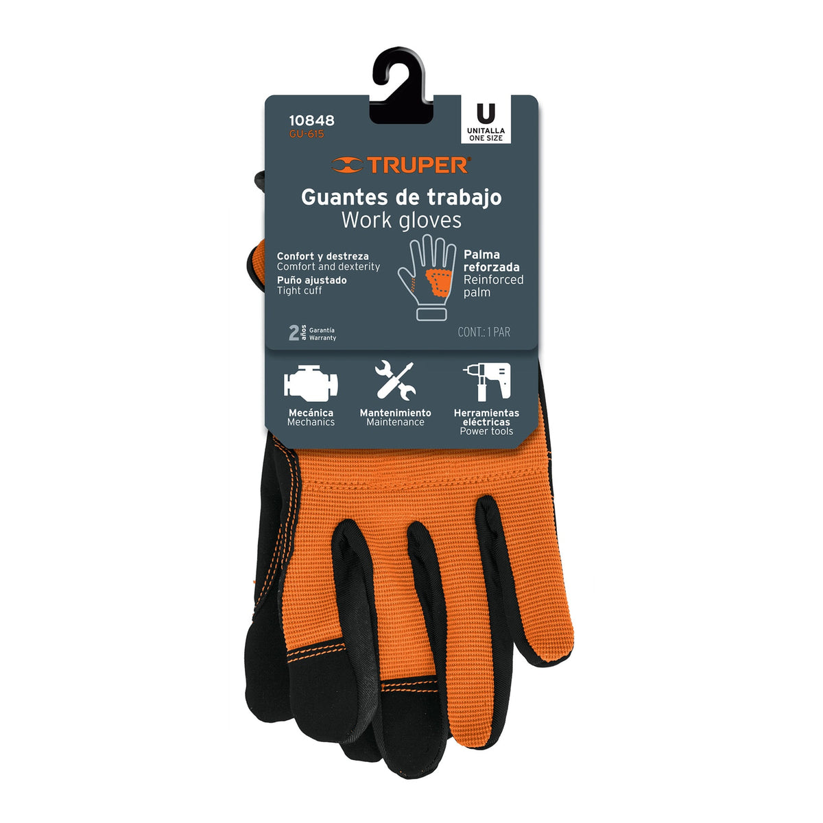 Guantes para mecánico, palma reforzada, unitalla, TRUPER — foto oficial 2