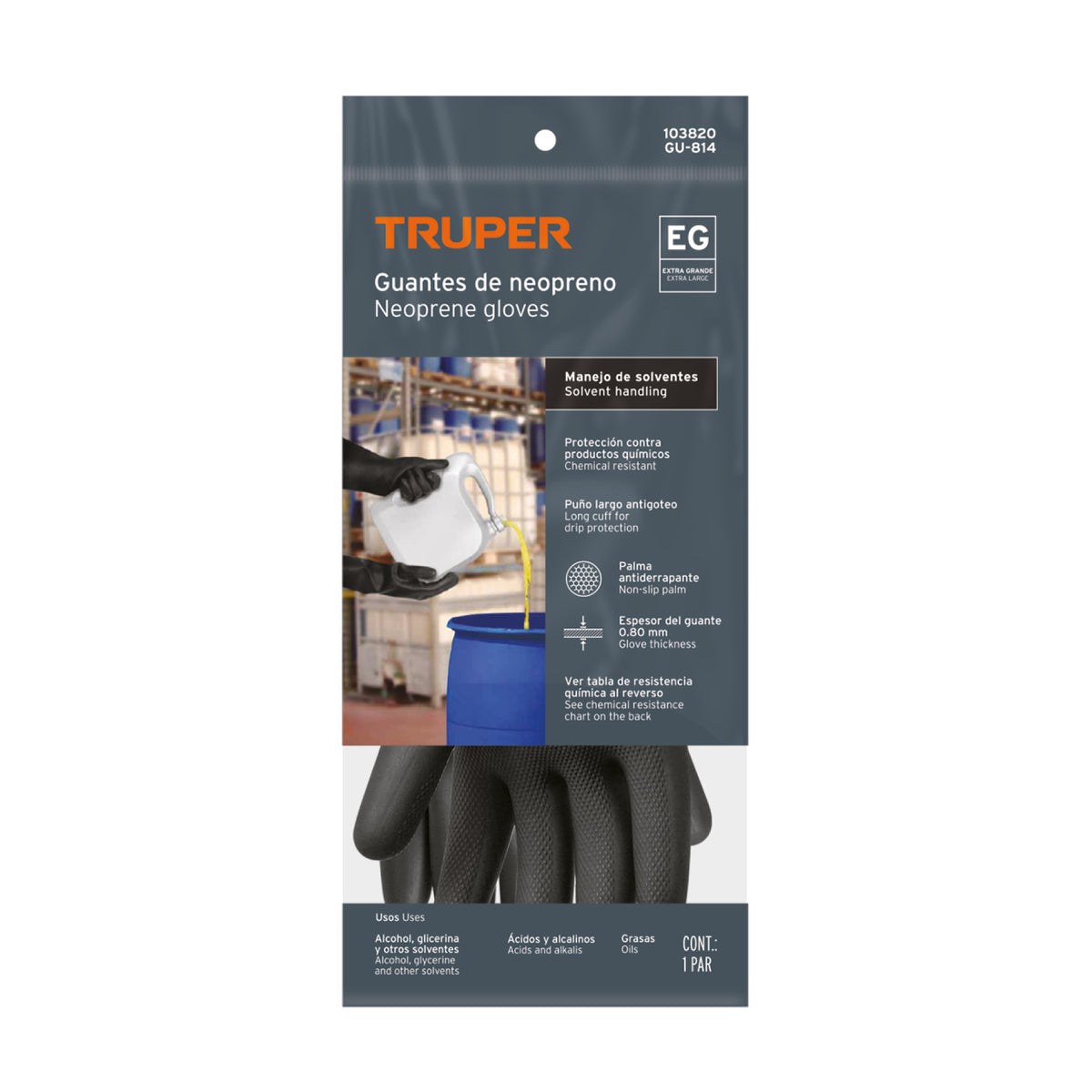 Guantes de neopreno p/manejo de químicos, XG, TRUPER — foto oficial 2