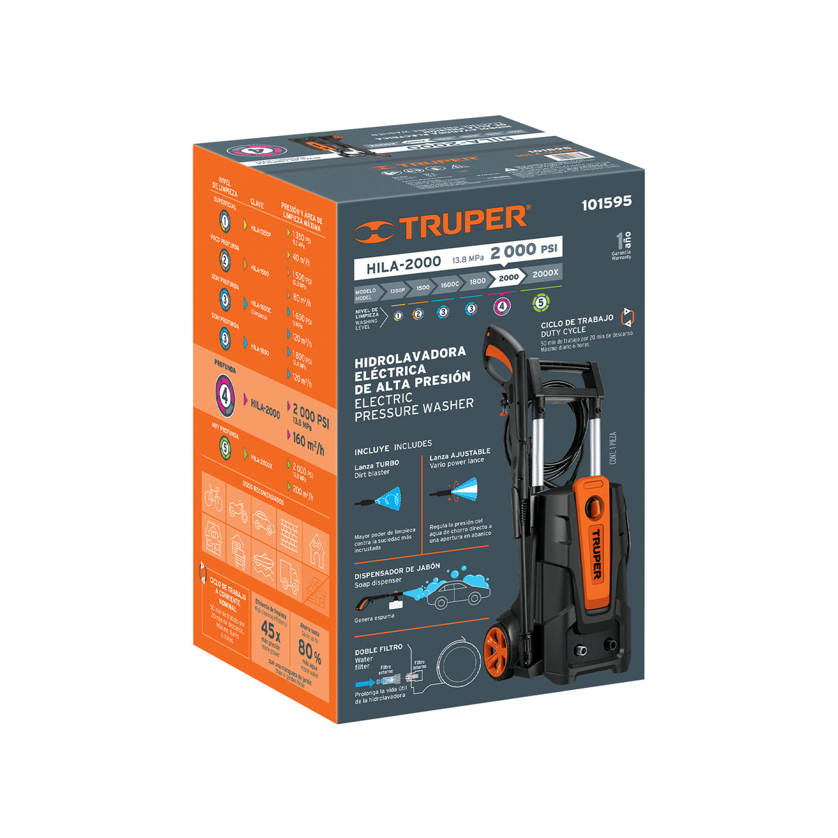 Hidrolavadora eléctrica 2000 PSI, TRUPER — foto oficial 2