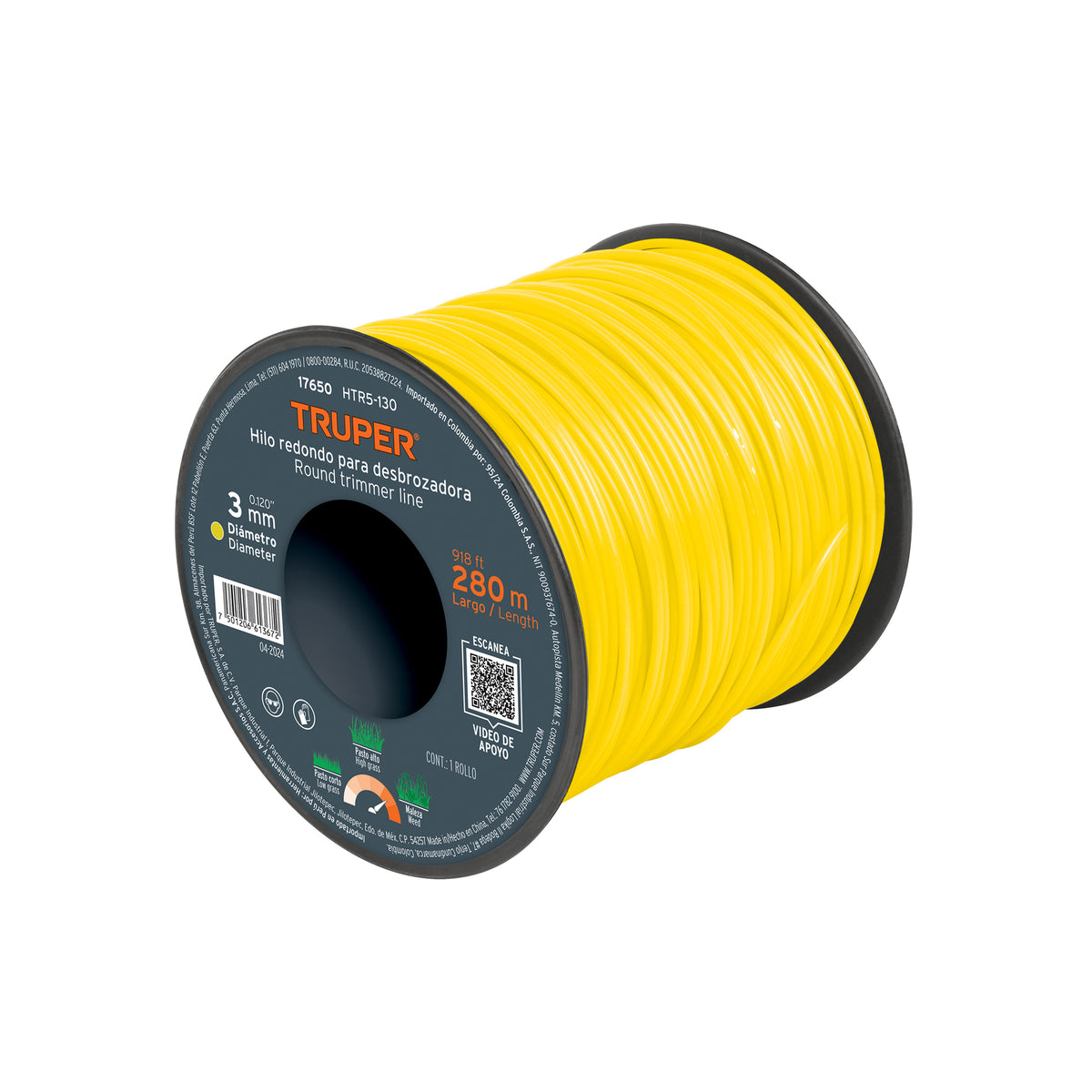 Hilo redondo para desbrozadora 3mm x 280m carrete TRUPER — foto oficial 1