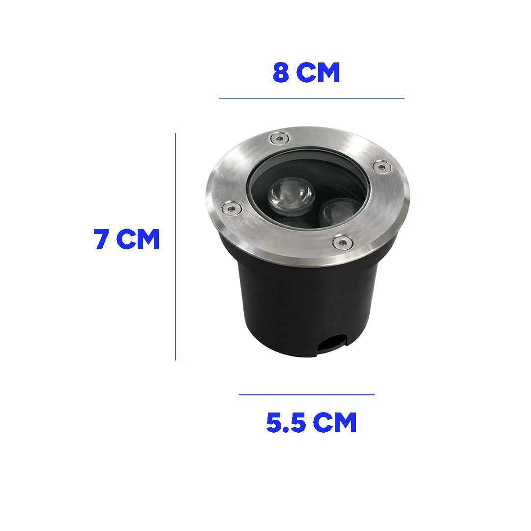 EMPOTRADO PISO PROTECCIÓN A IMPACTOS IK08 SUPRESOR DE PICOS 1.5KV 3W 30K LUZ CÁLIDA ICON EMPINT3W30KIP67
