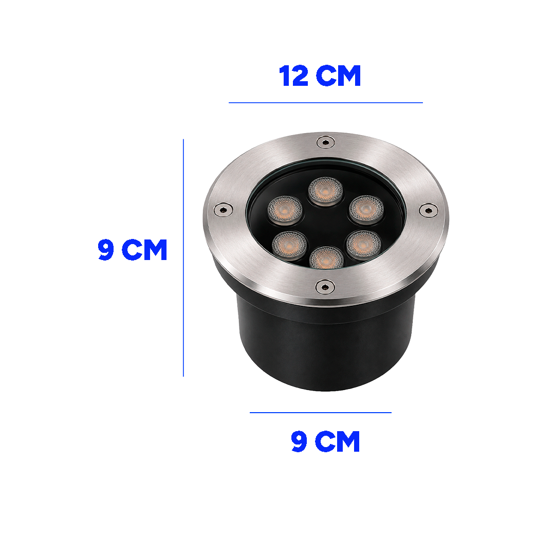 EMPOTRADO PISO PROTECCIÓN A IMPACTOS IK08 SUPRESOR DE PICOS 1.5KV 6W 30K LUZ CÁLIDA ICON EMPINT6W30KIP67
