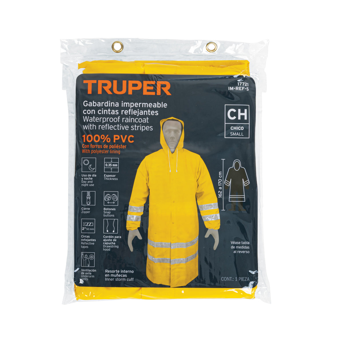 Gabardina impermeable doble capa con reflejante CH TRUPER — foto oficial 2