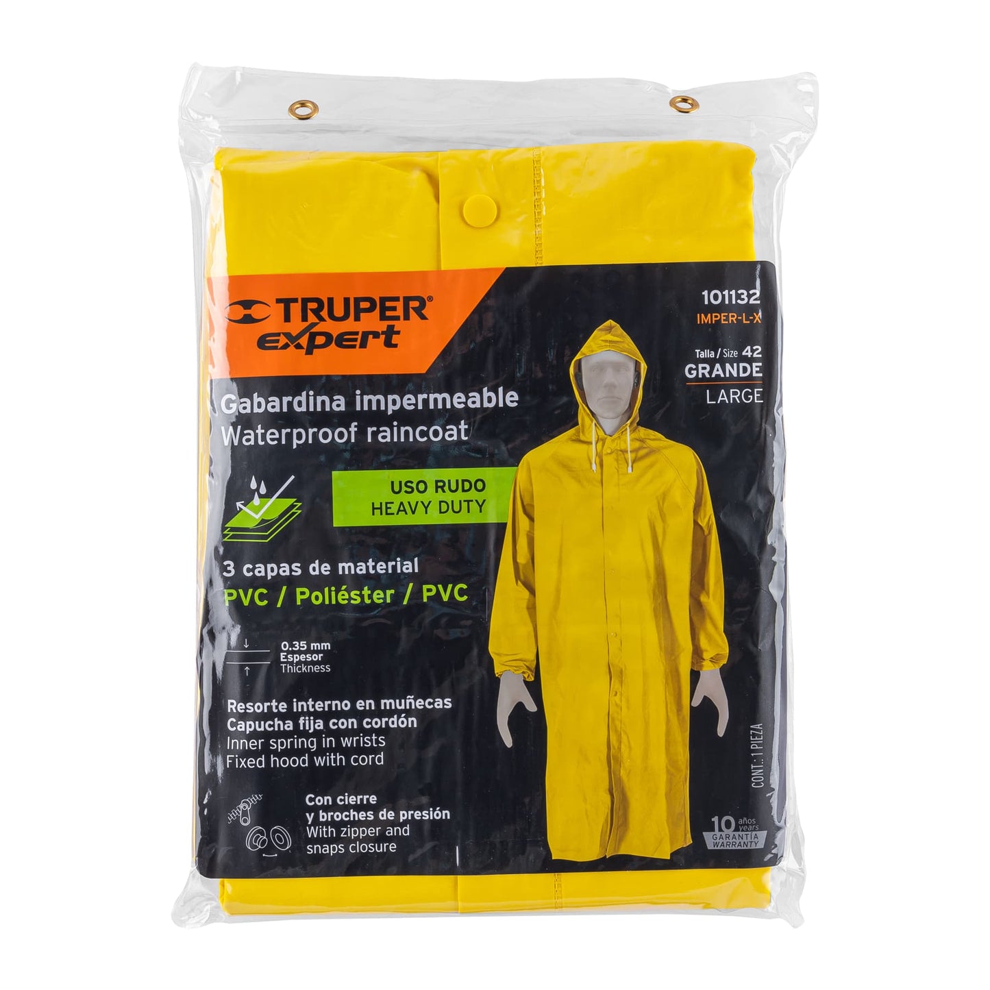 Gabardina impermeable triple capa, talla G, TRUPER EXPERT, Expert, SKU 101132 — vista 2