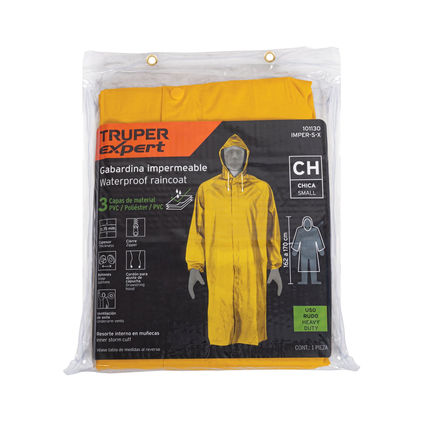 Gabardina impermeable triple capa, talla CH, TRUPER EXPERT, Expert, SKU 101130 — vista 2
