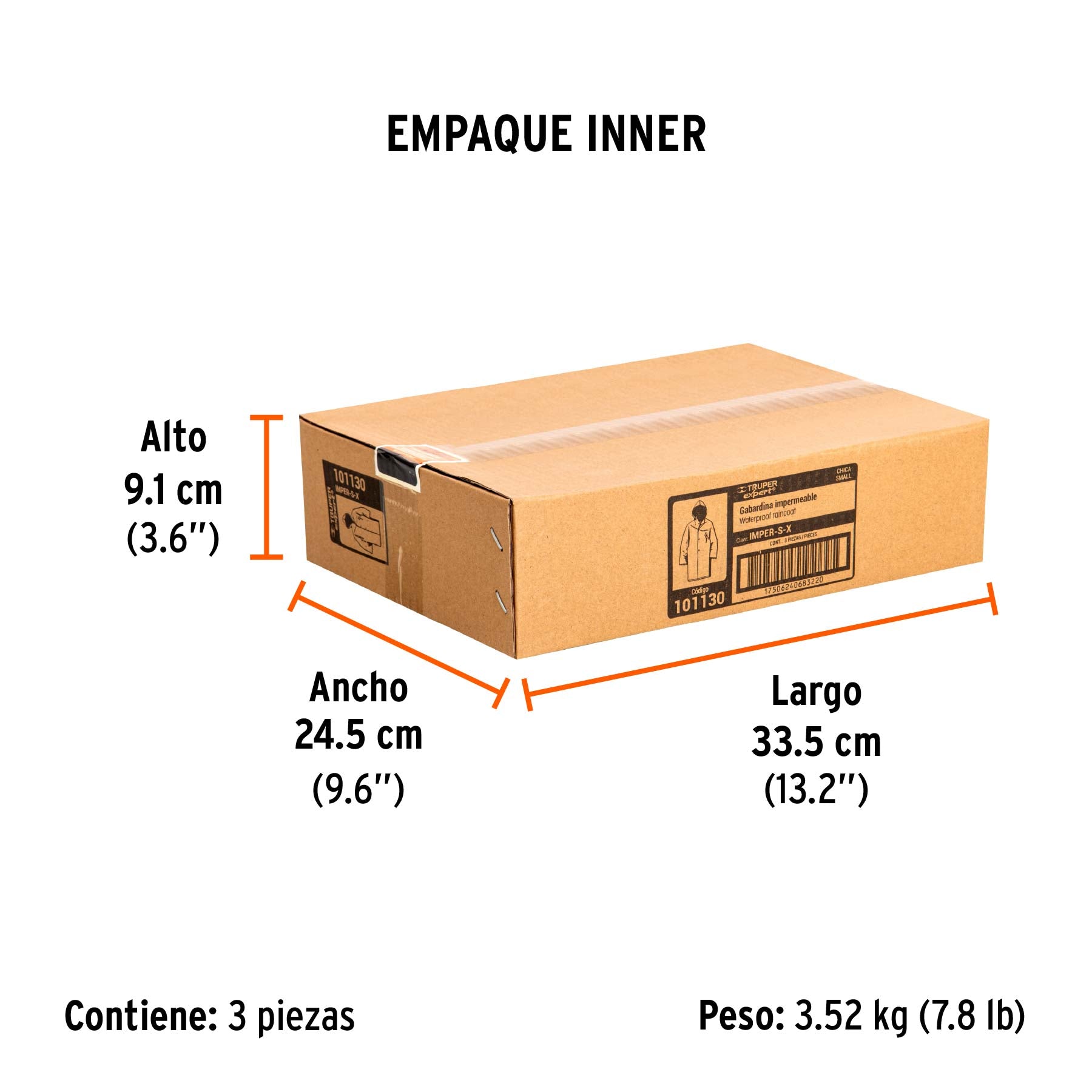 Gabardina impermeable triple capa, talla CH, TRUPER EXPERT, Expert, SKU 101130 — vista 6