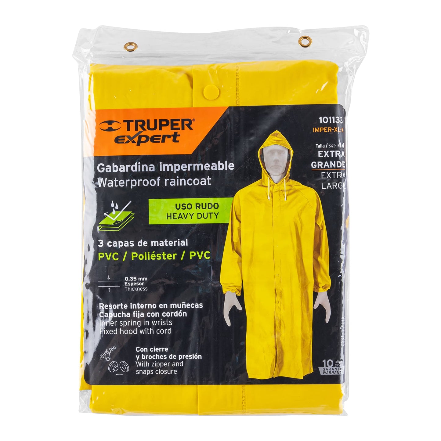 Gabardina impermeable triple capa, talla XG, TRUPER EXPERT, Expert, SKU 101133 — vista 2