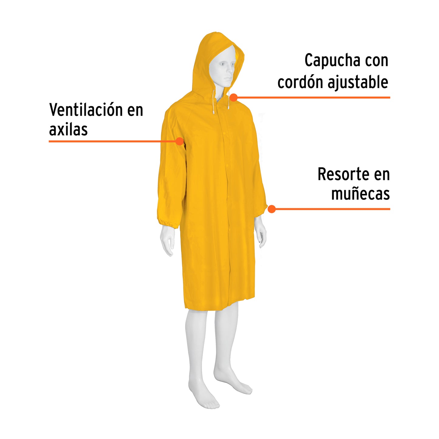 Gabardina impermeable triple capa, talla XG, TRUPER EXPERT, Expert, SKU 101133 — vista 3