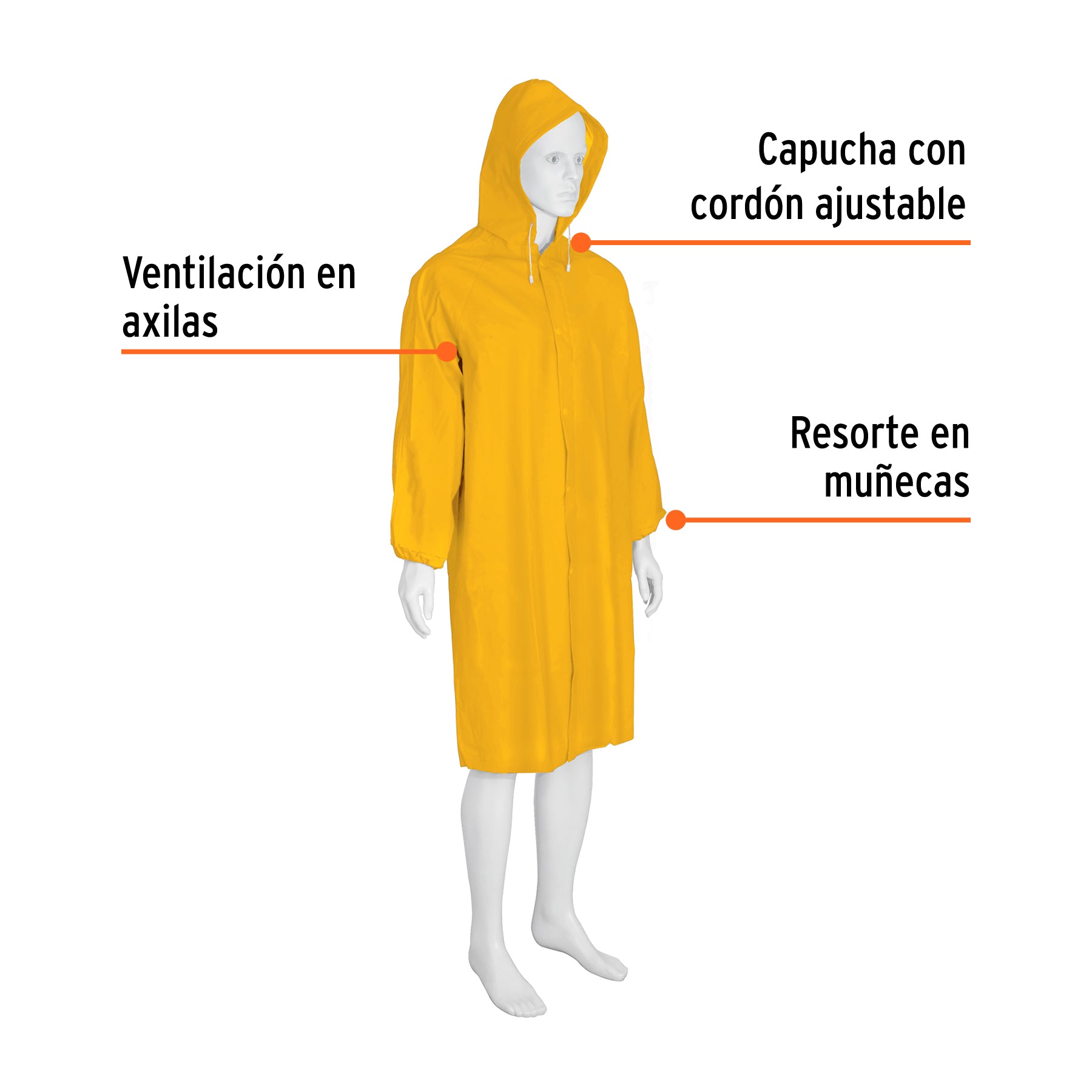 Gabardina impermeable triple capa, talla XG, TRUPER EXPERT, Expert, SKU 101133 — vista 3