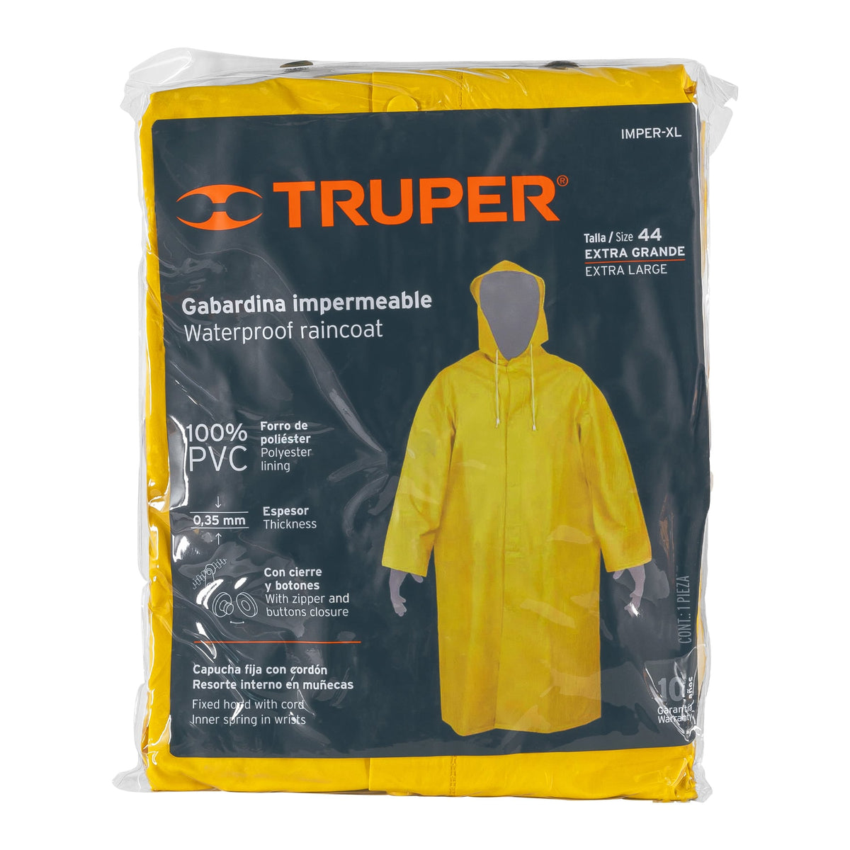 Gabardina impermeable doble capa talla XG TRUPER — foto oficial 2