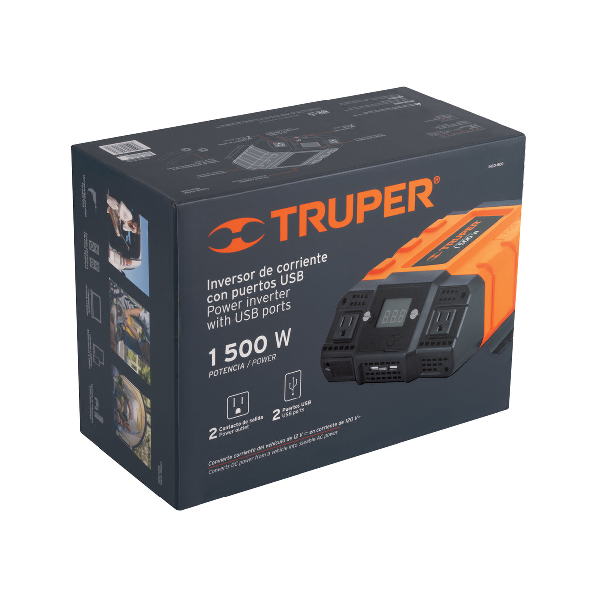 Inversor de corriente de 1500 W con puertos USB, TRUPER — foto oficial 2