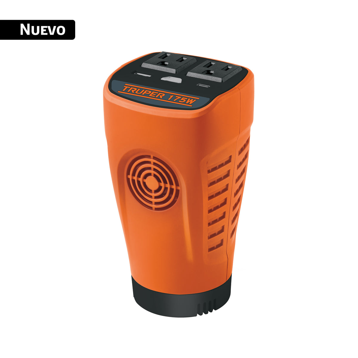 Inversor de corriente 175 W, vaso, puertos USB A y C, TRUPER — foto oficial 1