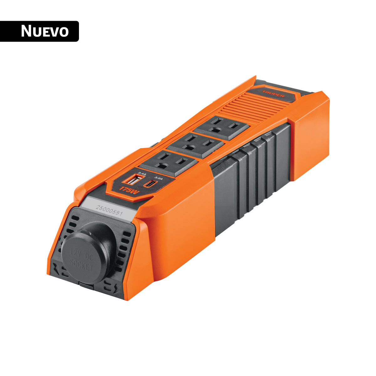 Inversor de corriente de 175 W, barra, USB A y C, TRUPER — foto oficial 1