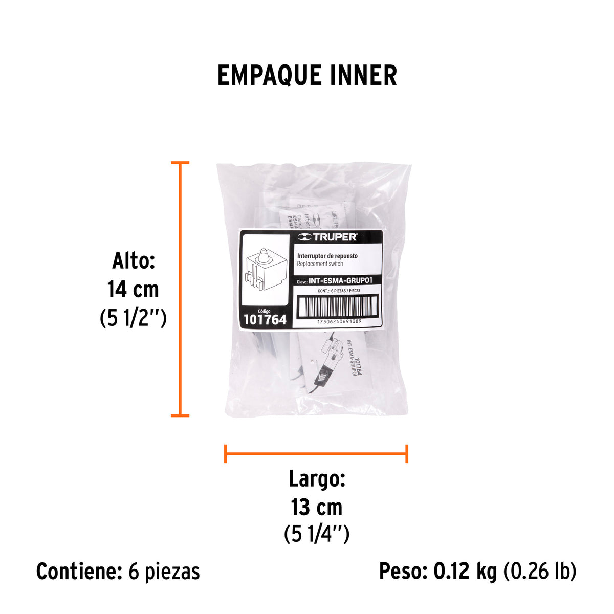 Interruptor de repuesto p/esmeriladoras Grupo 1, TRUPER, Truper, SKU 101764 — vista 6