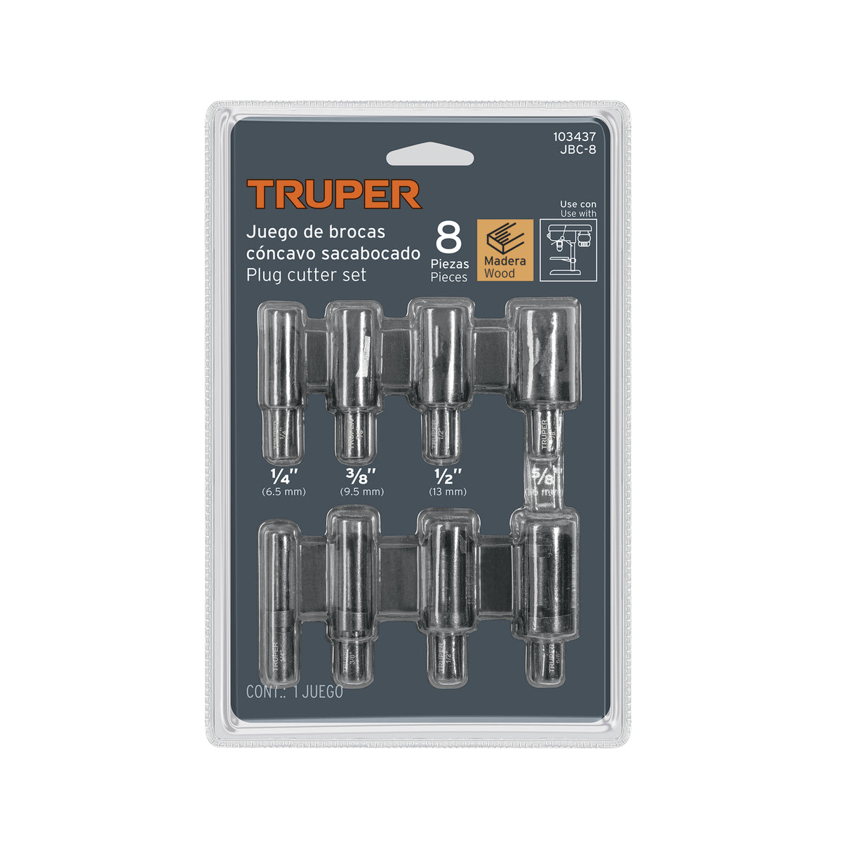 Juego de 8 brocas clavacote para madera, TRUPER — foto oficial 2