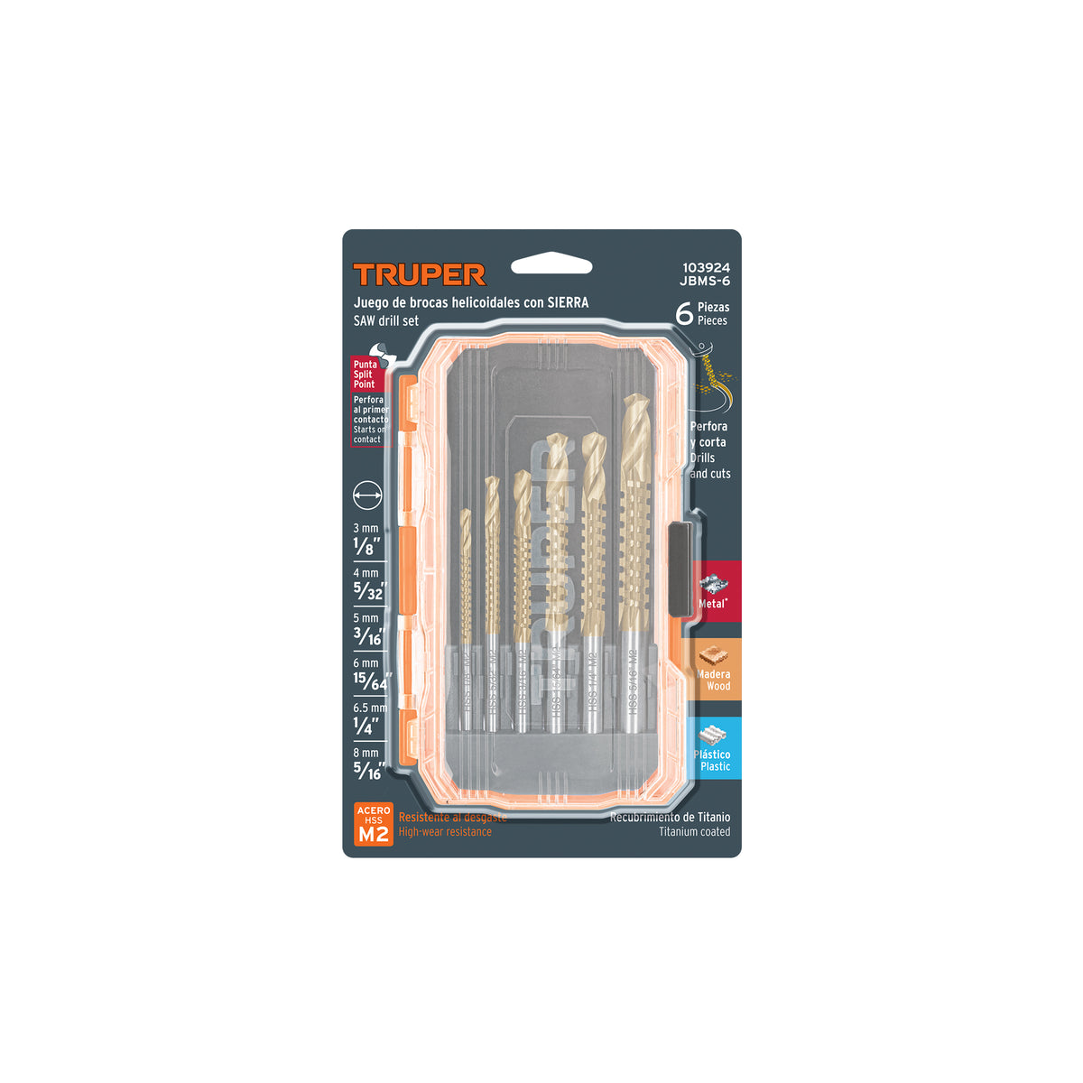 Juego de 6 brocas helicoidales con sierra, TRUPER — foto oficial 2