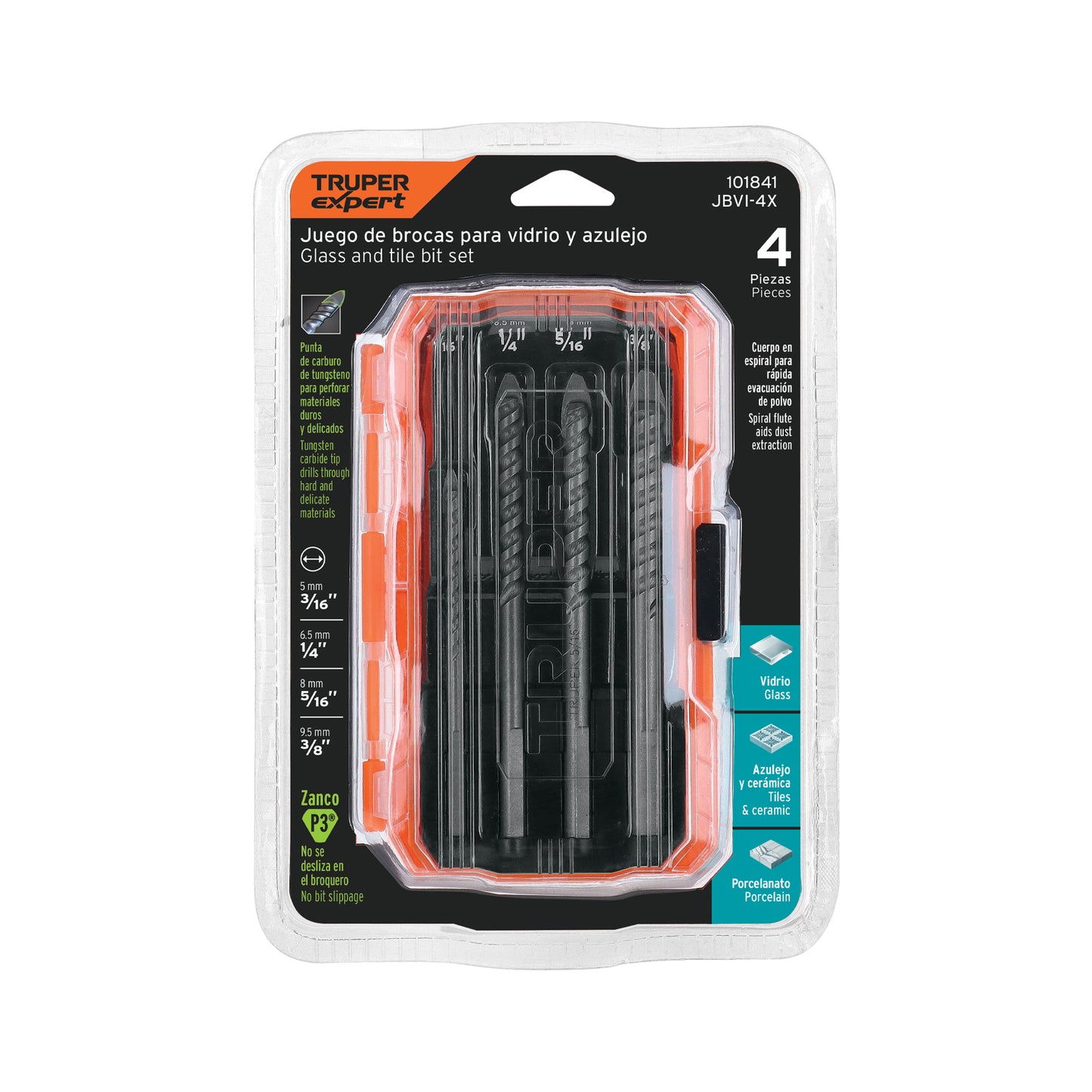 Juego de 4 brocas para vidrio y azulejo, TRUPER EXPERT, Expert, SKU 101841 — vista 2