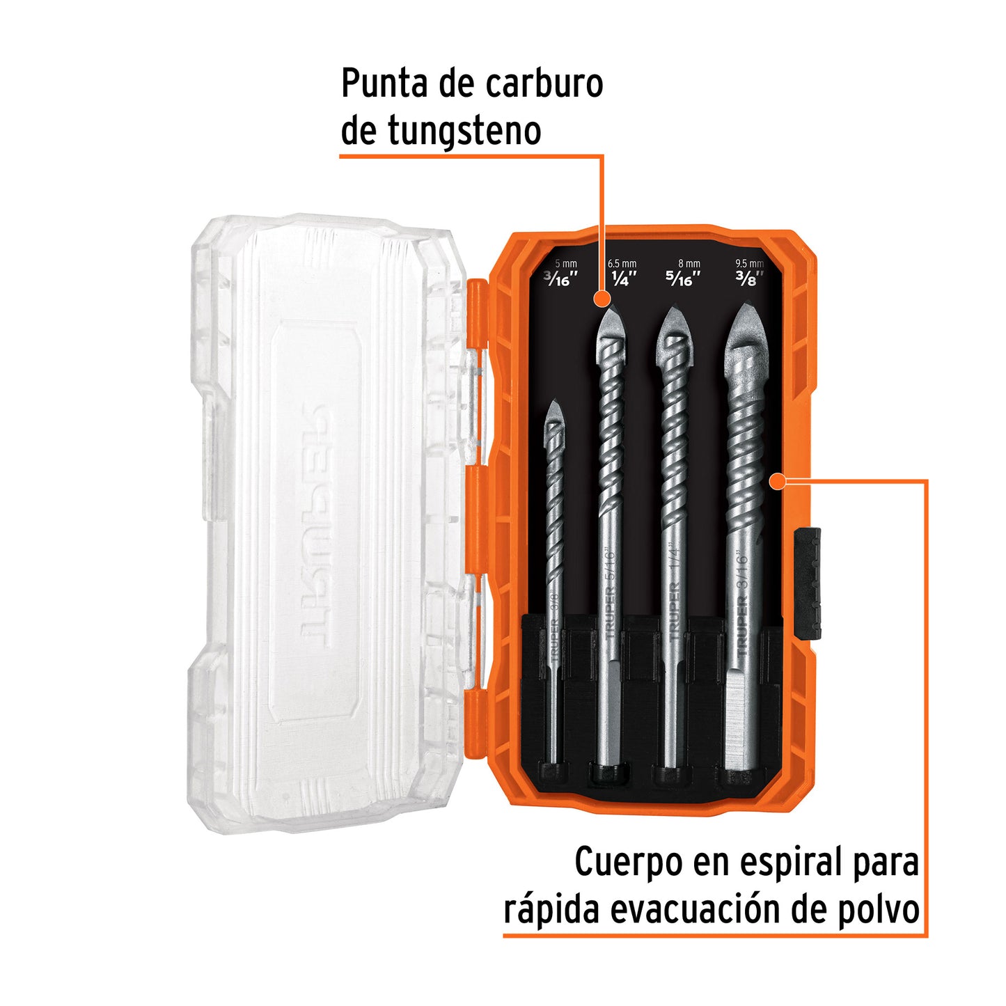 Juego de 4 brocas para vidrio y azulejo, TRUPER EXPERT, Expert, SKU 101841 — vista 3