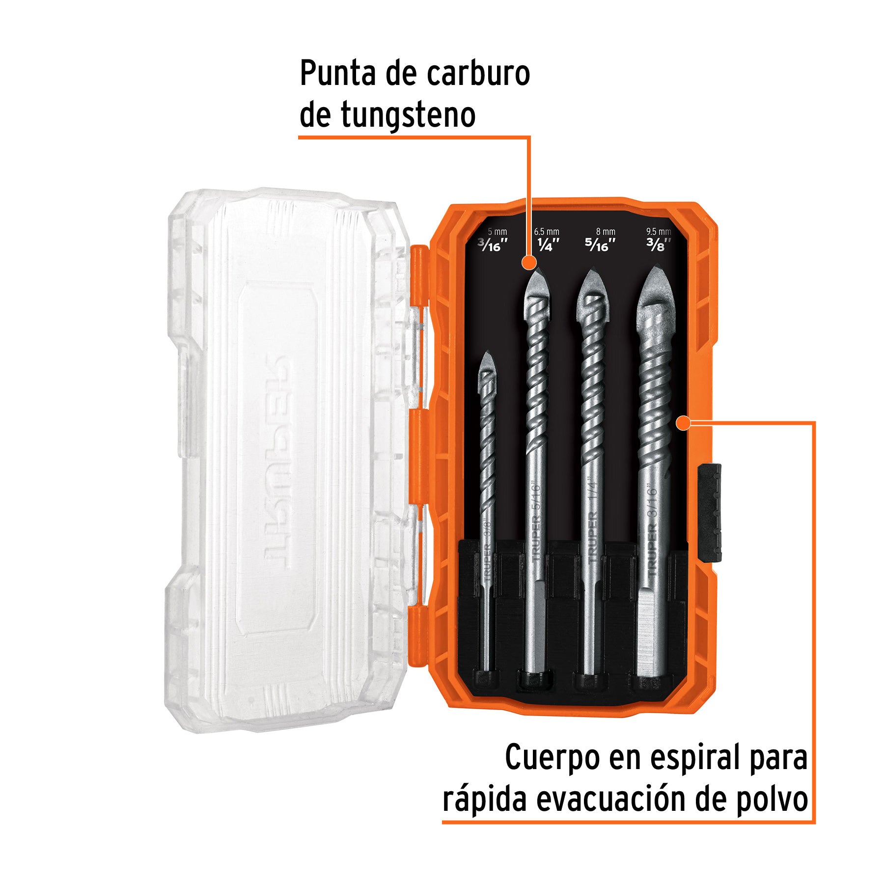 Juego de 4 brocas para vidrio y azulejo, TRUPER EXPERT, Expert, SKU 101841 — vista 3