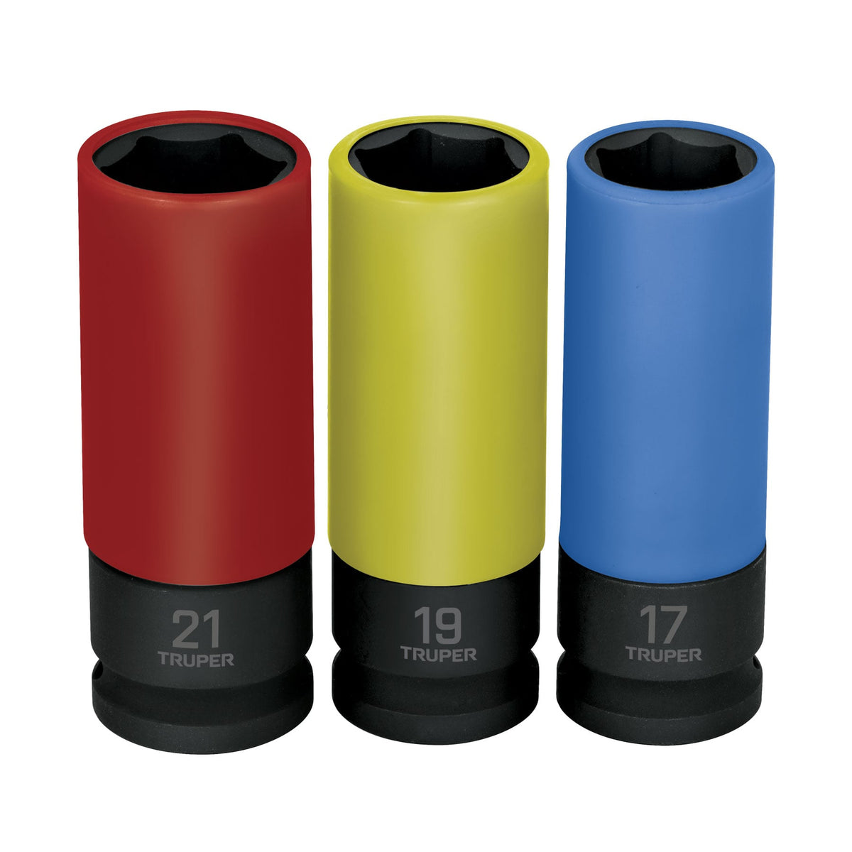 Juego 3 dados largos 1/2' impacto protección plástica 6p mm — foto oficial 1