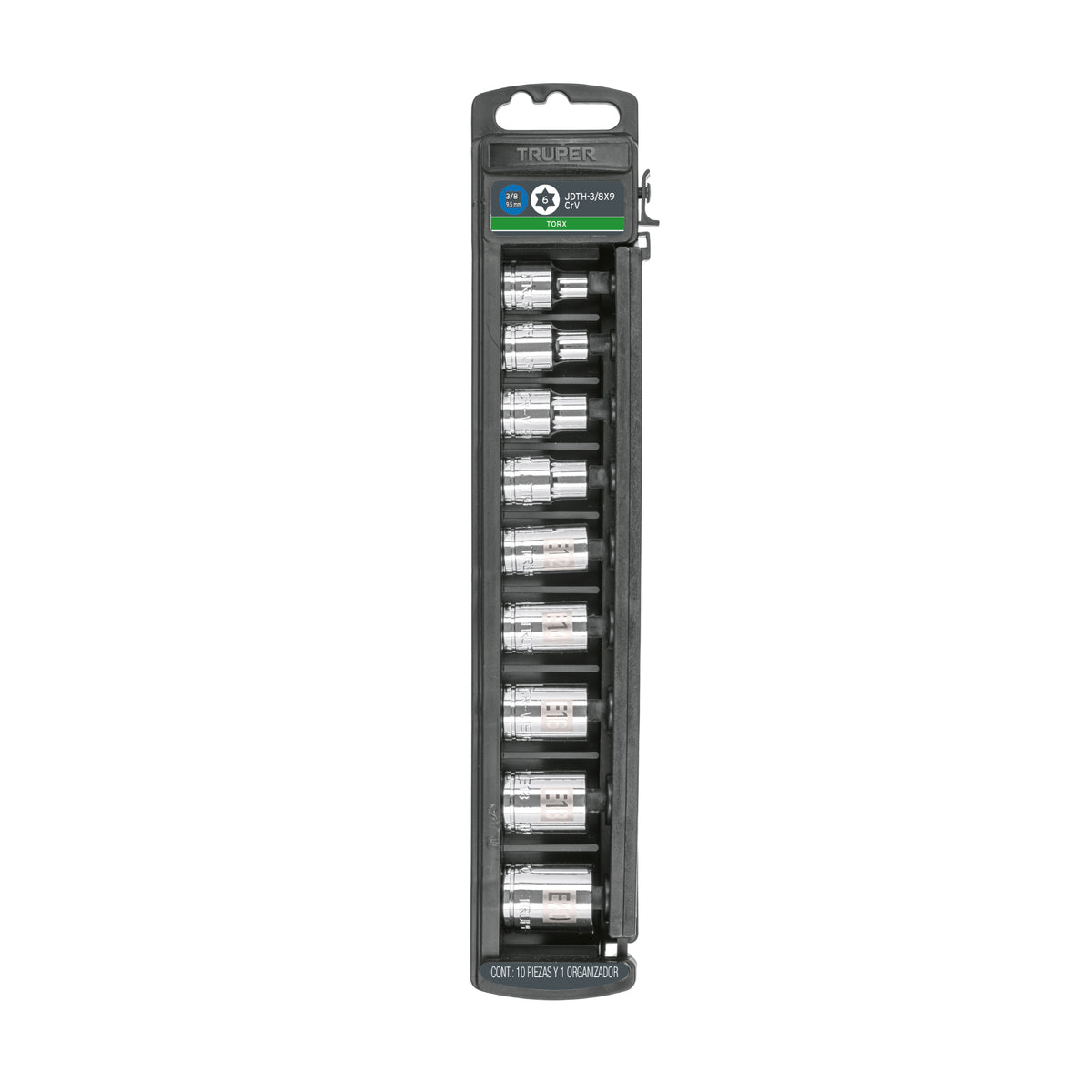 Juego de 9 dados cuadro 3/8' torx, TRUPER — foto oficial 1