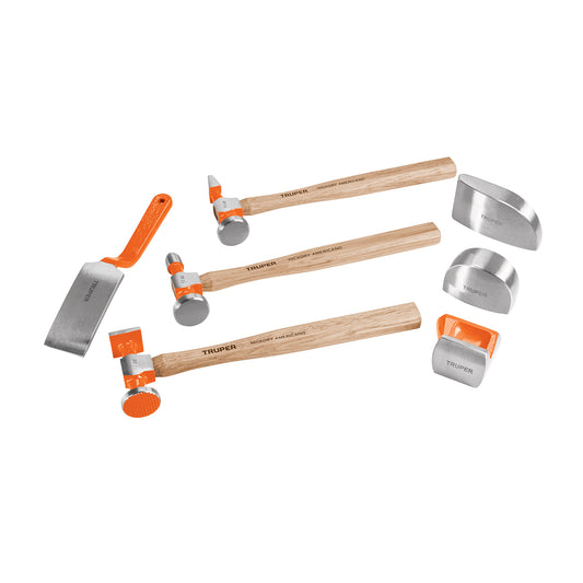 Juego 7 piezas de martillos y entibadores para hojalatero, Truper, SKU 100785