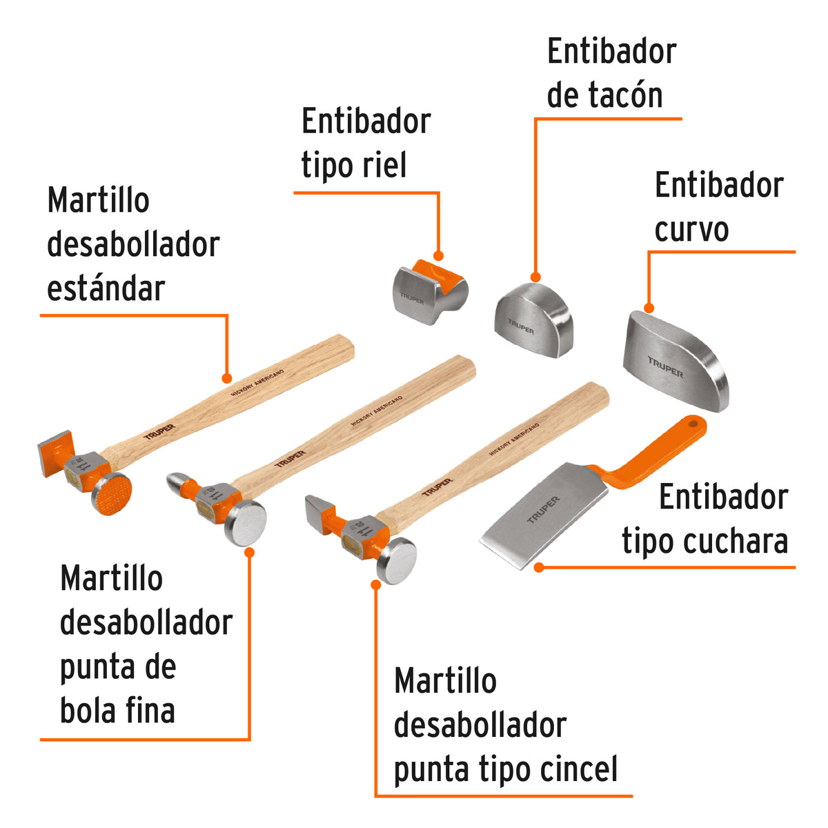 Juego 7 piezas de martillos y entibadores para hojalatero, Truper, SKU 100785 — vista 3