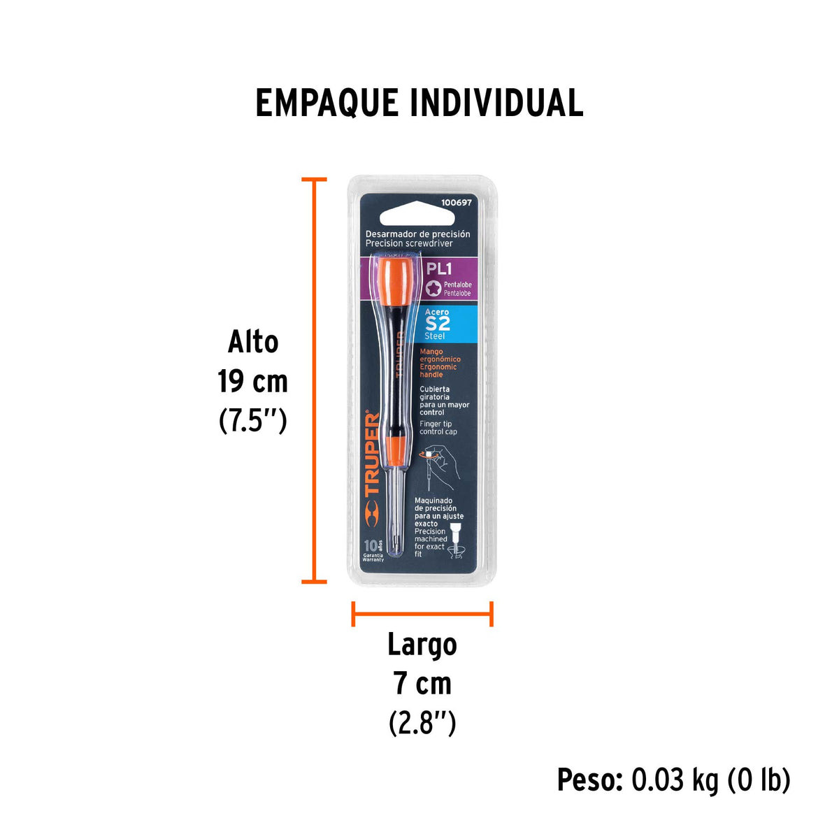 Desarmador de precisión pentalobe PL1 mango ergonómico, Truper, SKU 100697 — vista 5
