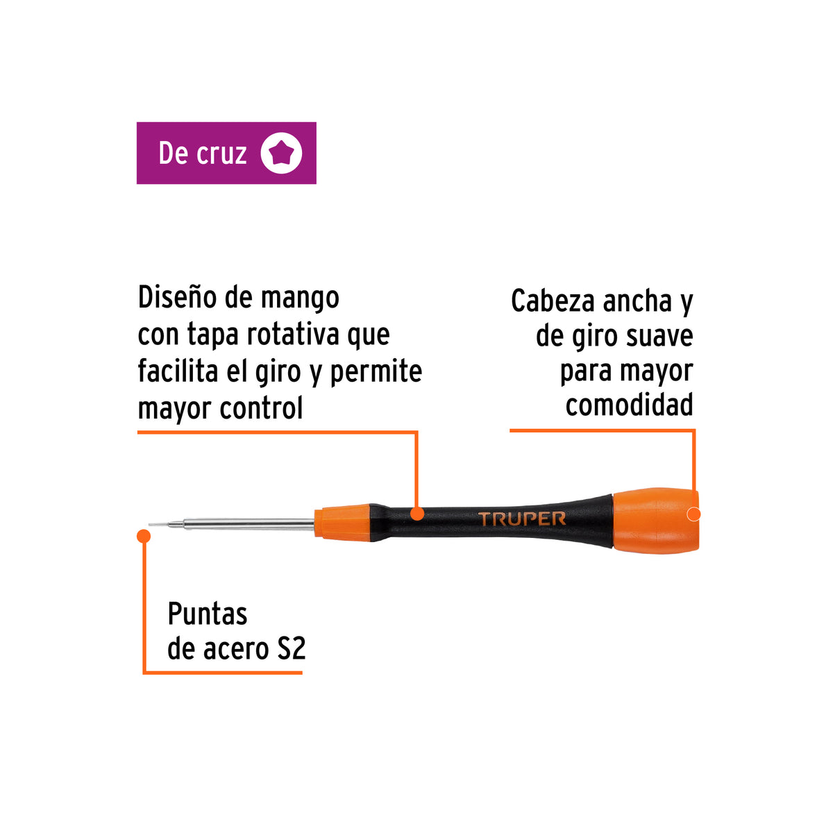 Desarmador de precisión pentalobe PL1 mango ergonómico, Truper, SKU 100697 — vista 3