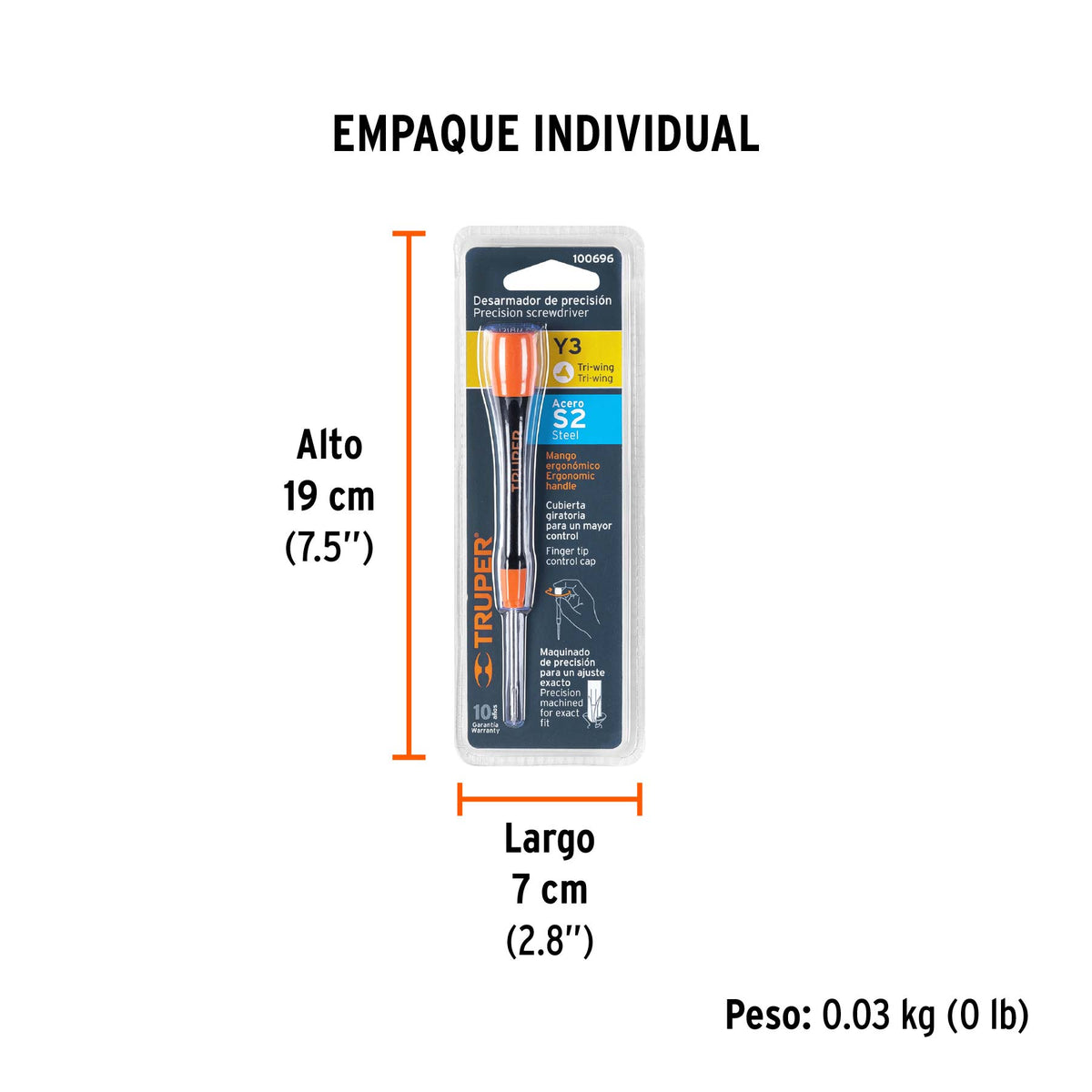 Desarmador de precisión punta triwing Y000 mango ergonómico, Truper, SKU 100696 — vista 5