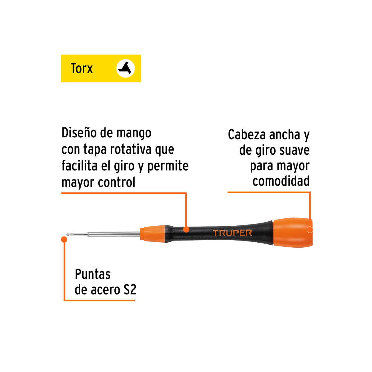 Desarmador de precisión punta triwing Y000 mango ergonómico, Truper, SKU 100696 — vista 3