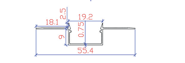 PERFIL EMPOTRABLE PLAFON Y TABLAROCA 2M 20X13MM JACH JPA-15EB-2M