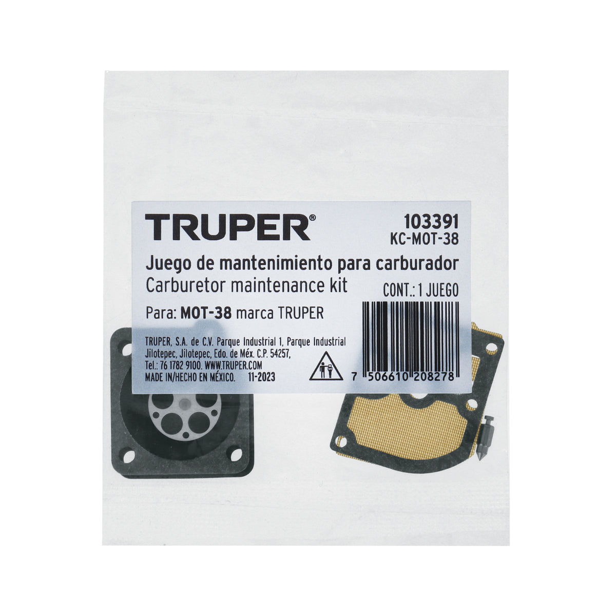Kit de mantenimiento p/carburador MOT-3814/3816/3818, TRUPER — foto oficial 2