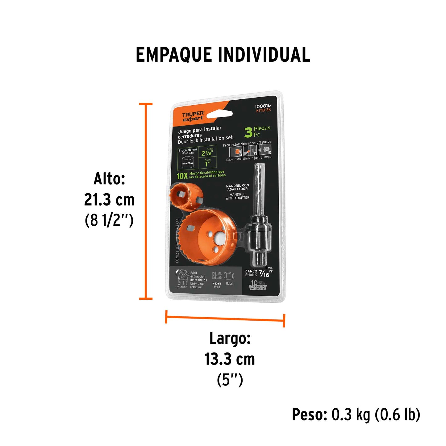 Juego de 3 piezas para instalar cerraduras, TRUPER EXPERT, Expert, SKU 100816 — vista 5