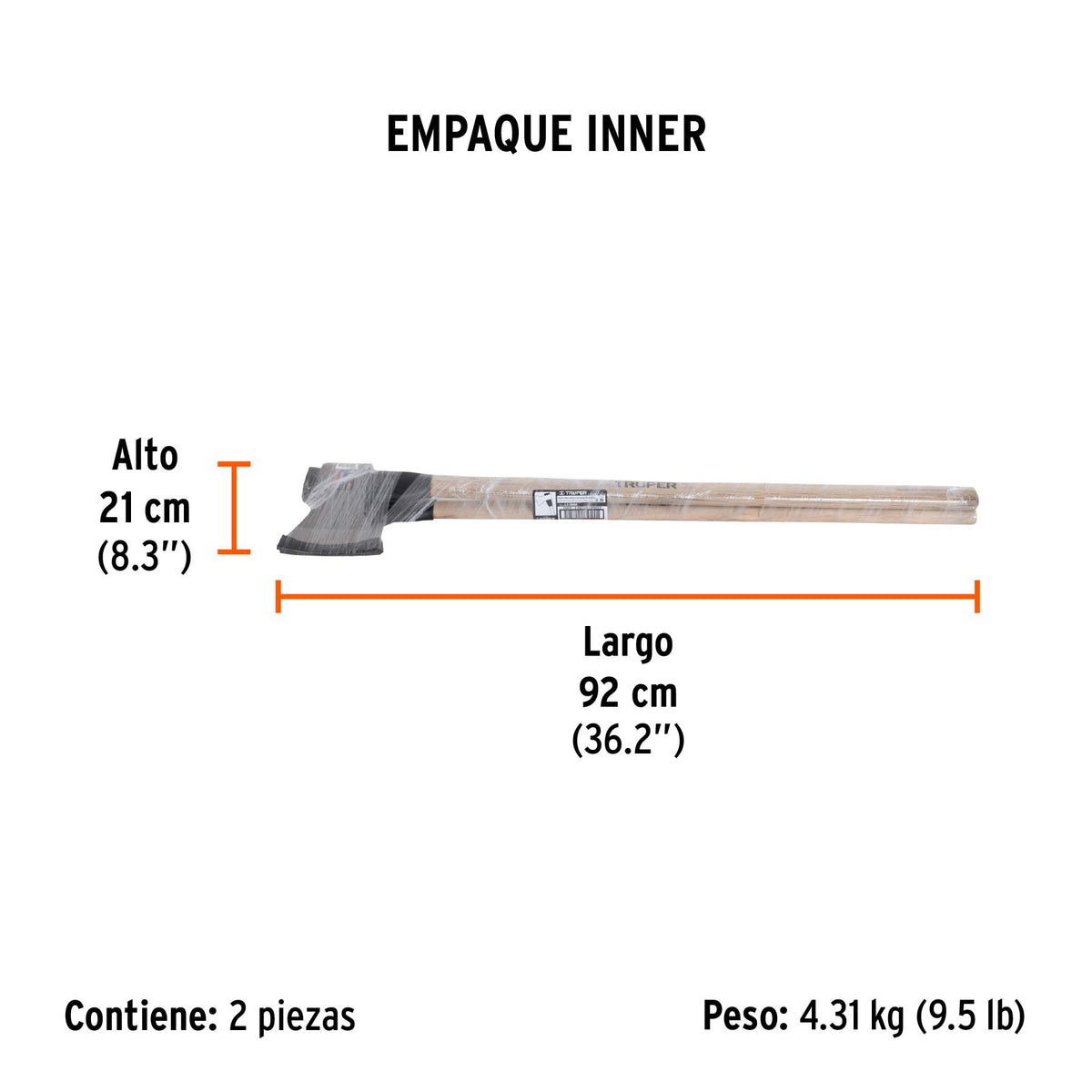 Hacha labor entera 3 lb, mango de madera 36', TRUPER, Truper, SKU 102969 — vista 6