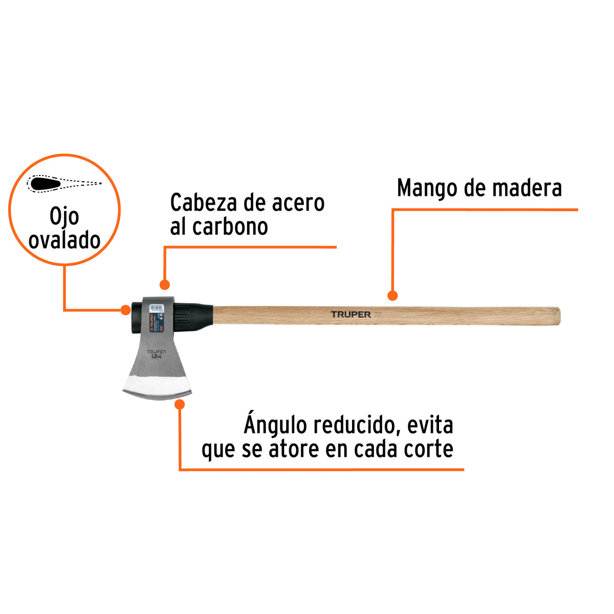 Hacha labor entera 4 lb, mango de madera 36', TRUPER, Truper, SKU 102981 — vista 3